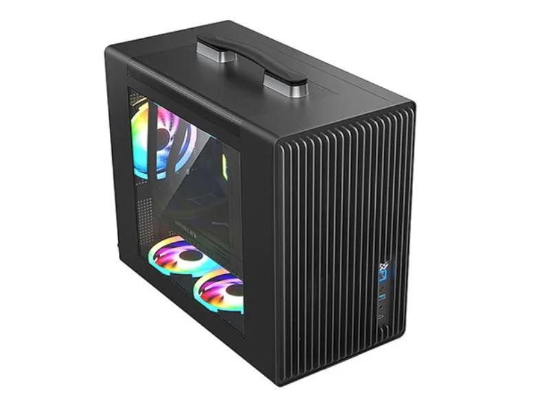 Black Micro ATX case with tempered glass side panel