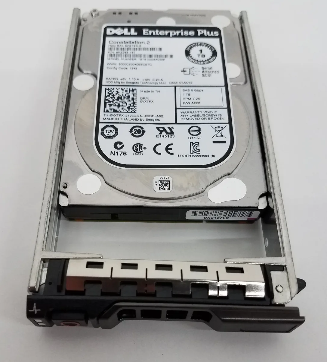 A 2.5 inch internal hard drive with a silver metal casing and SAS connector