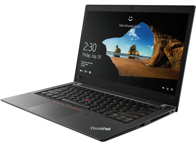 Black ThinkPad T480s laptop, 14.0 inch FHD non-touch display, matte finish