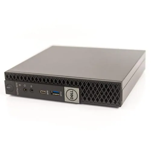 Small black desktop tower, micro form factor, matte finish