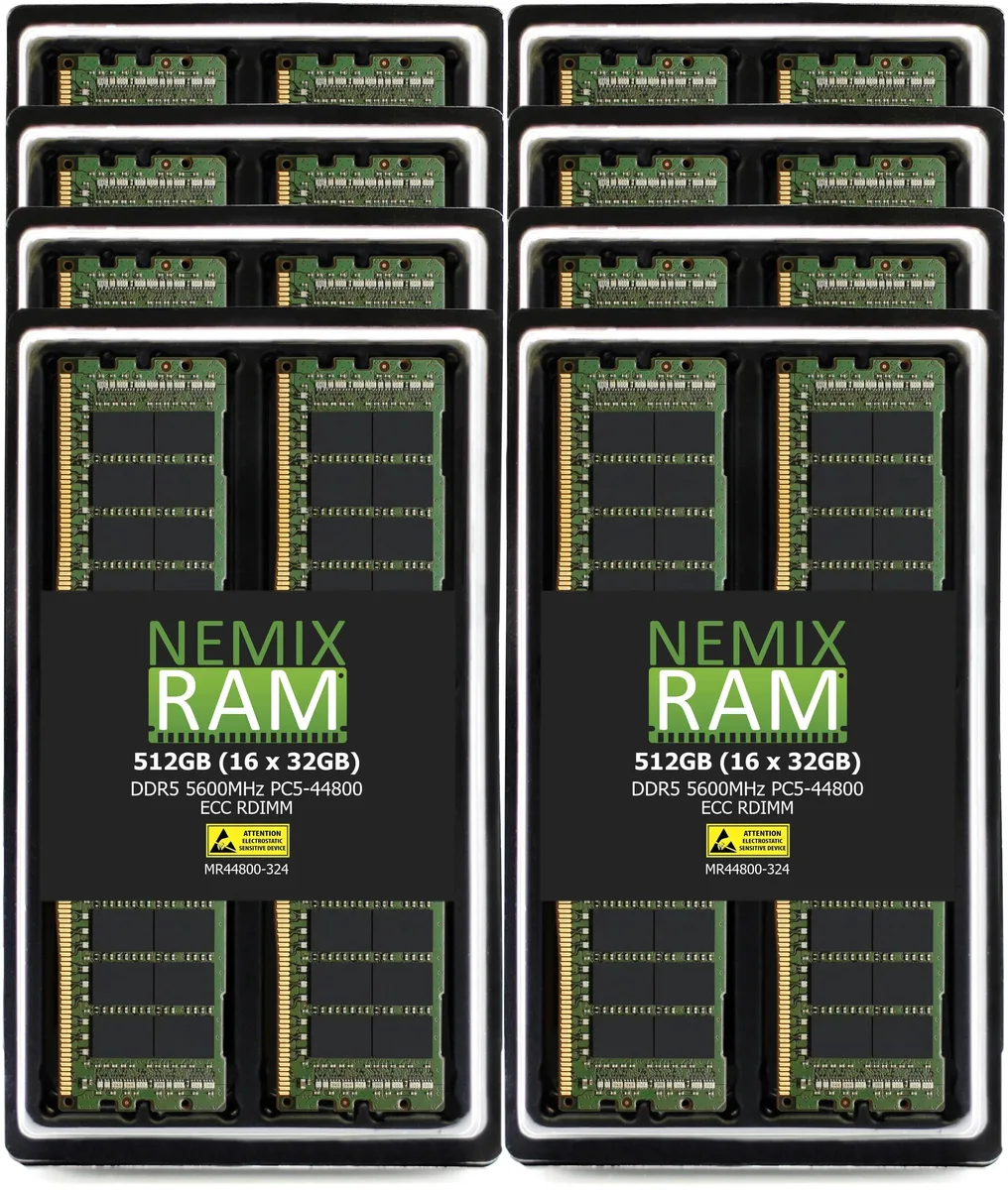NEMIX RAM NEMIX RAM 384GB (6x64GB) DDR5 5600 CL46 1.10V ECC RDIMM server RAM — product photo