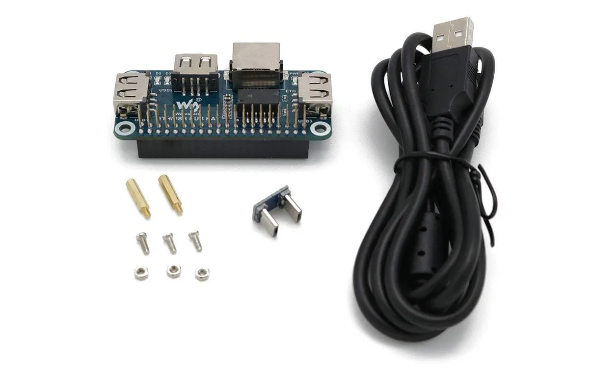 LORDWORLD LORDWORLD Ethernet USB Hub HAT for Raspberry Pi Zero 3x USB 2.0 1x RJ45 10/100M RTL8152B development board — 제품 사진
