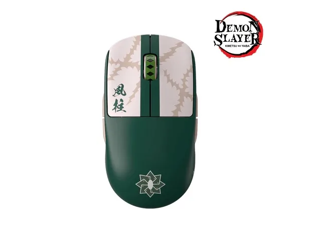 Green ambidextrous wireless gaming mouse symmetrical shape lightweight build