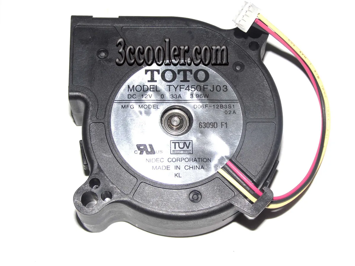 Black 60mm blower fan with 3-pin connector