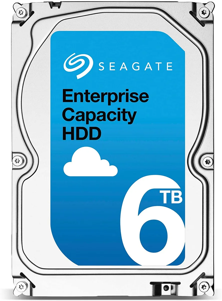 Silver 3.5 inch bare hard drive with SAS connector visible