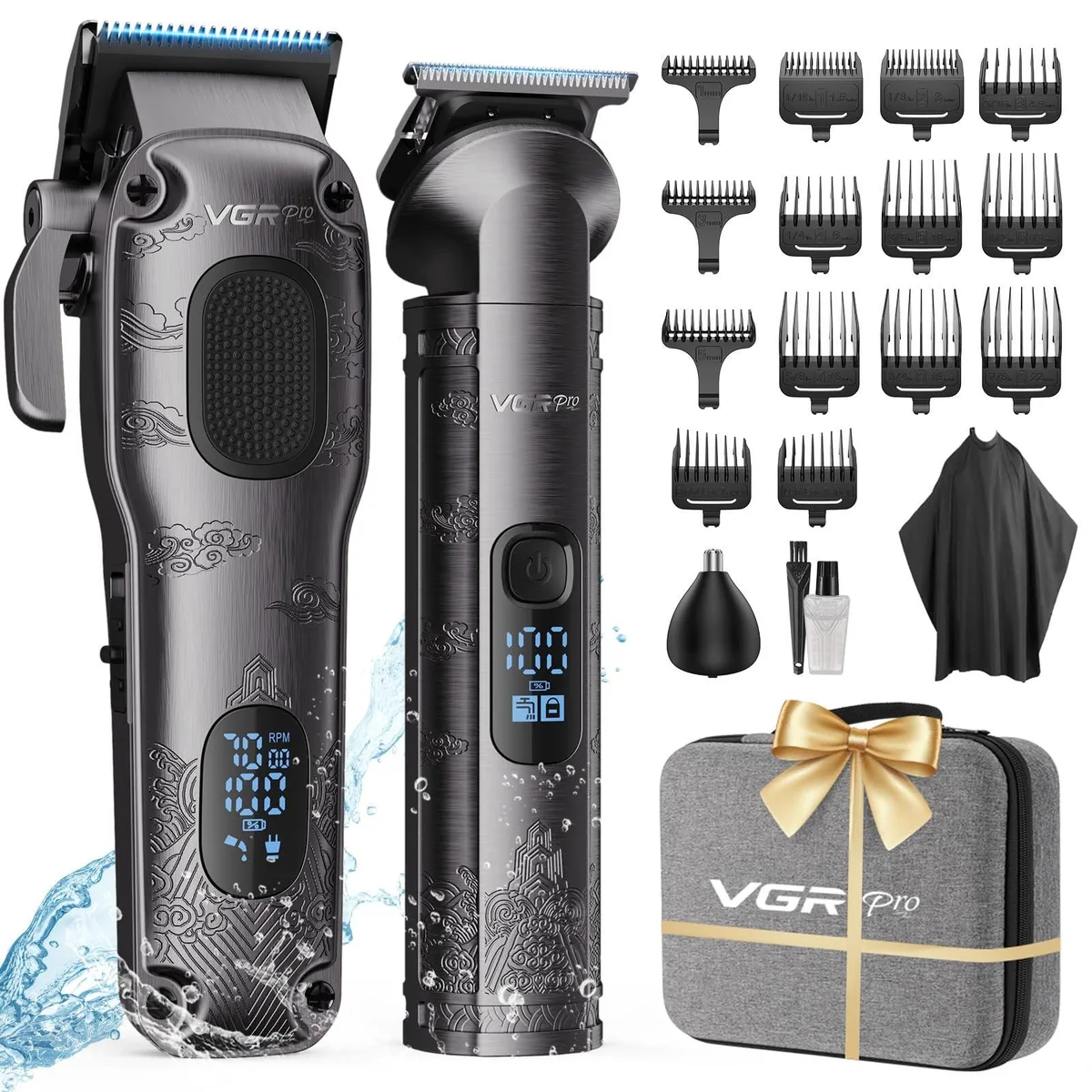  Northwest V-007 trimmers for men, 5 heads, 10 guide combs, 240 min runtime — product photo