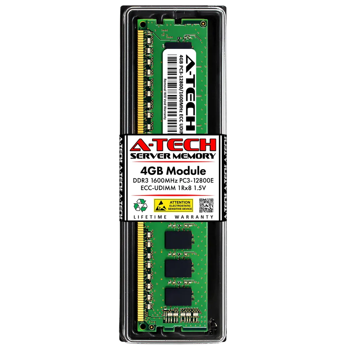 A-Tech A-Tech 4GB DDR3 1600 ECC UDIMM 1Rx8 1.5V 240-Pin Server RAM — photo du produit