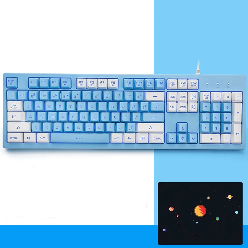Corn Electronics Corn Electronics K60 Gaming Keyboard Brown Switch Feel 104 Keys 7-Color Backlight USB Wired 2-Tone — 商品写真