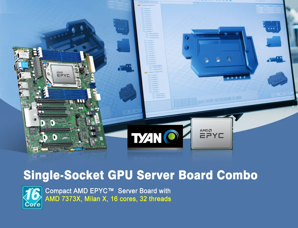 TYAN TYAN S8030GM4NE-2T-7373X server motherboard with AMD EPYC 7373X — 商品照片