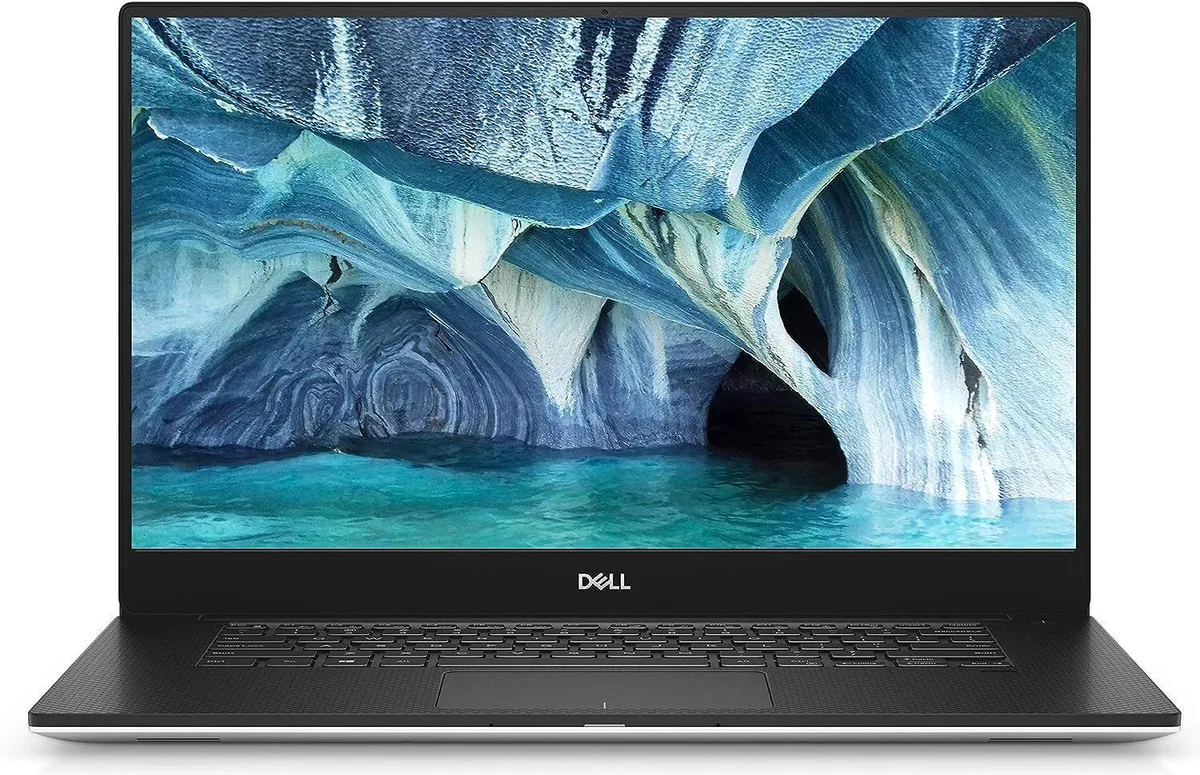 Silver aluminium 15.6-inch laptop, thin bezels, black keyboard, top-centre webcam