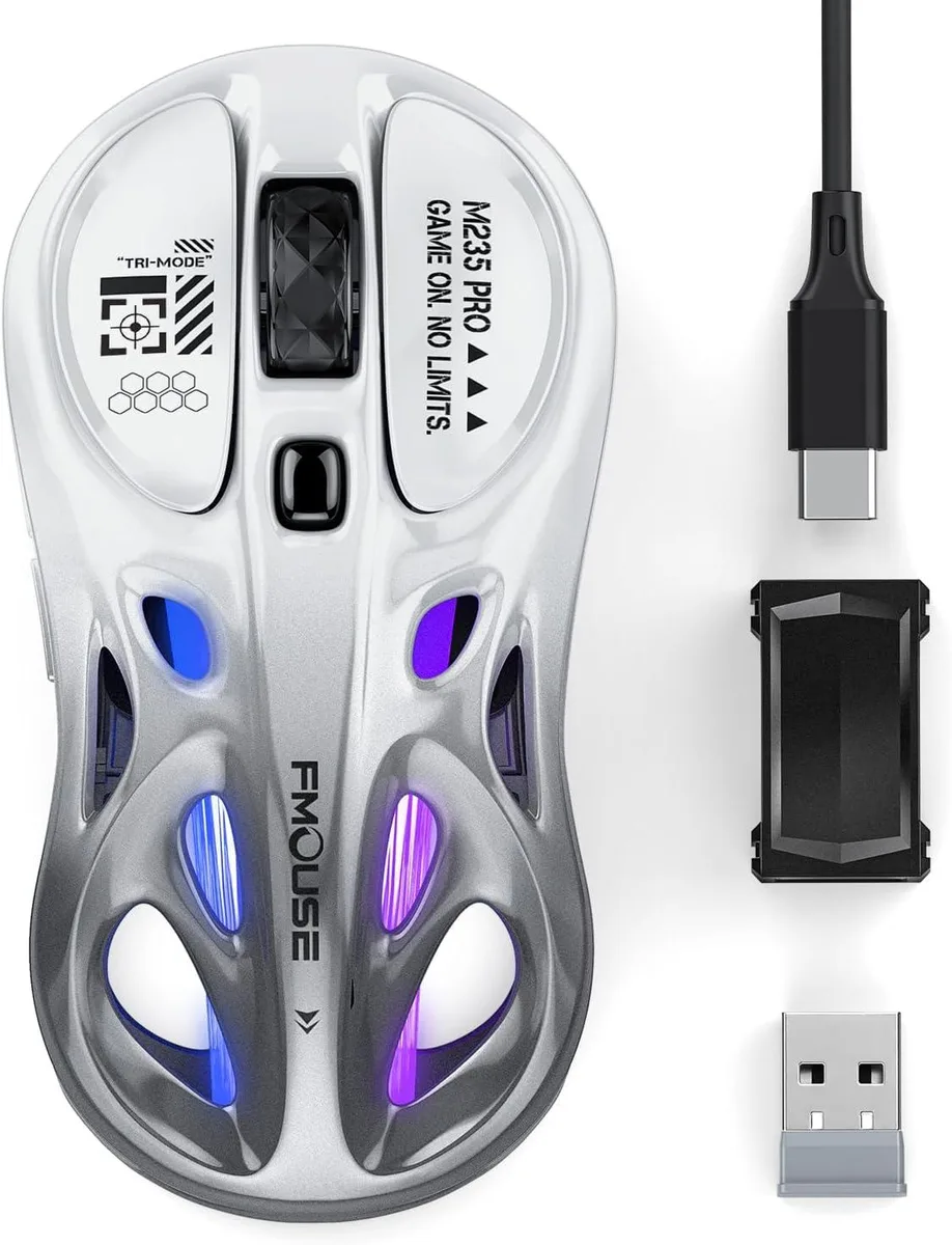 AUTYUE AUTYUE M235 Tri-Mode Gaming Mouse White Gray 4800 DPI — fotografia produktu