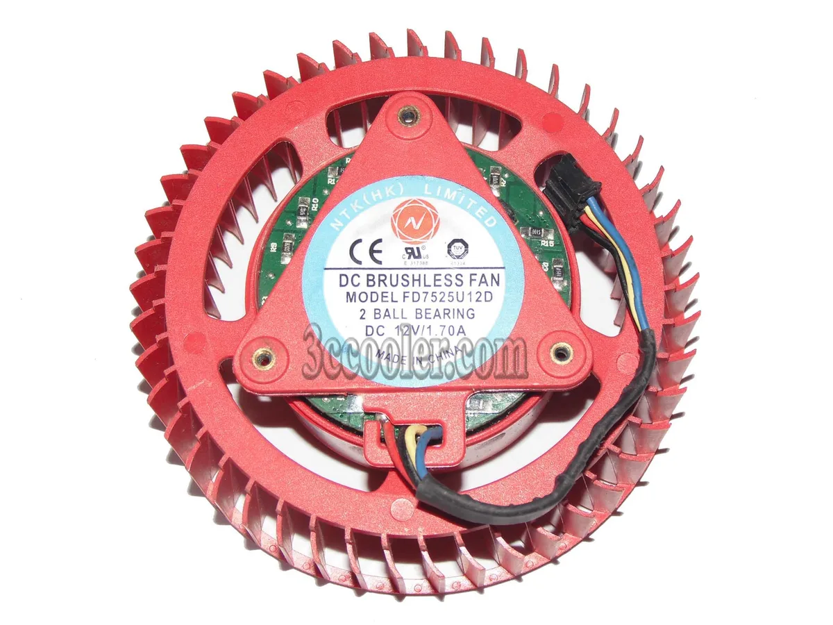 Red circular 4-pin cooling fan FD7525U12D 12V 1.7A