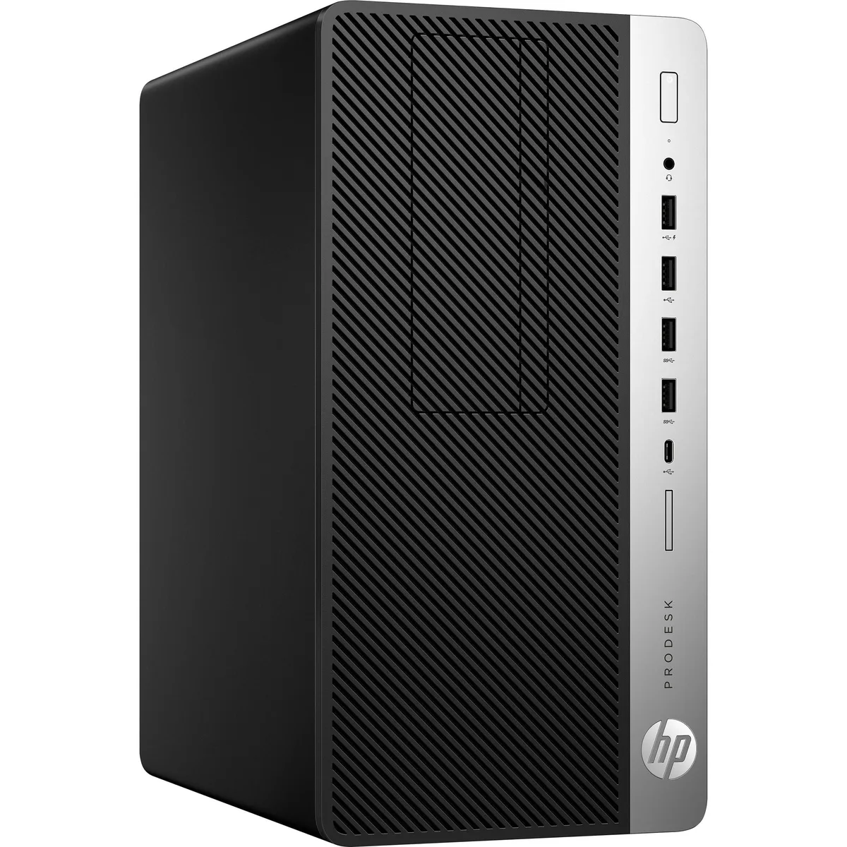 Black tower desktop PC, no monitor included