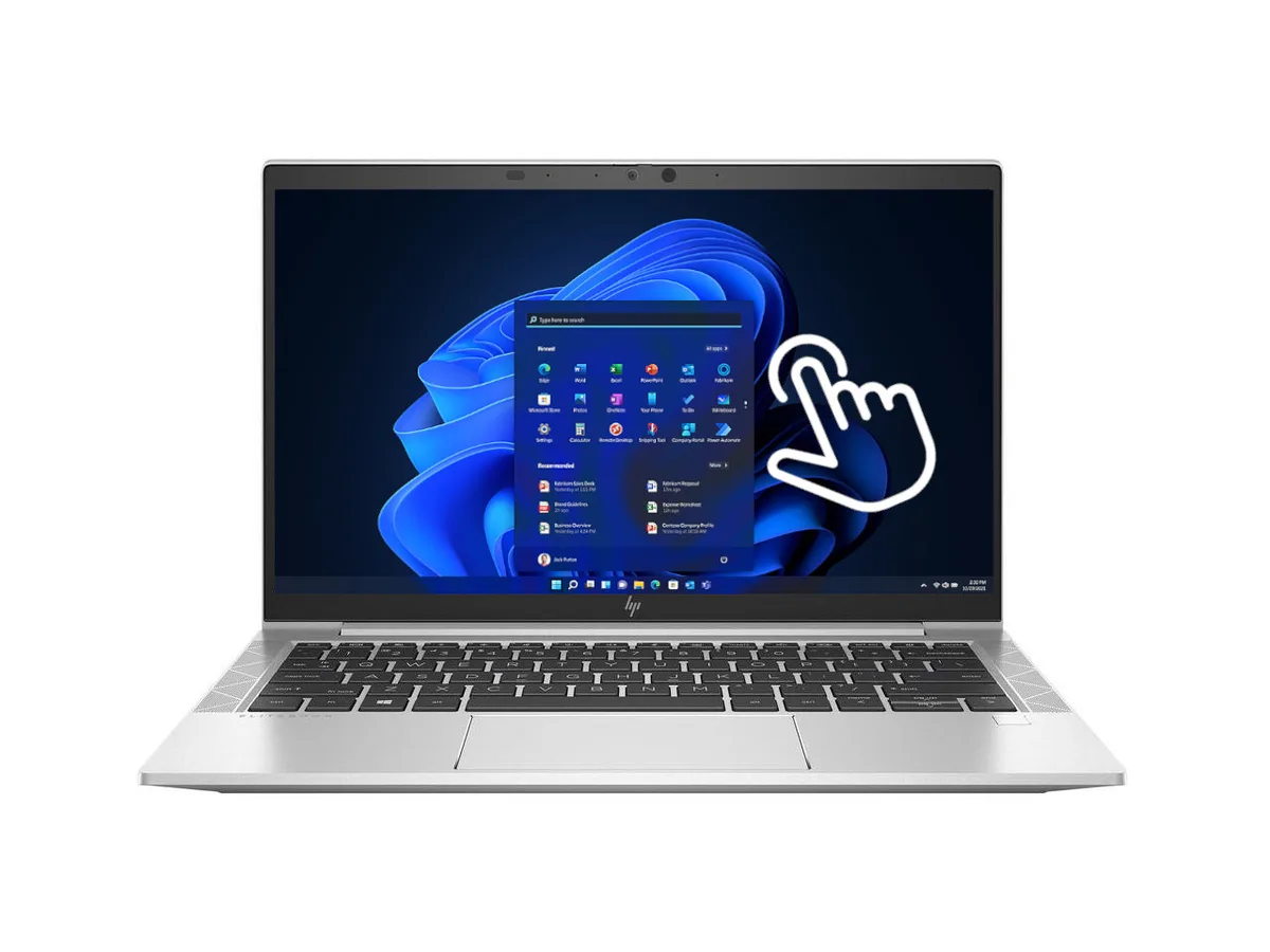 Silver 13.3-inch EliteBook 830 G7 touchscreen laptop, closed lid, matte finish