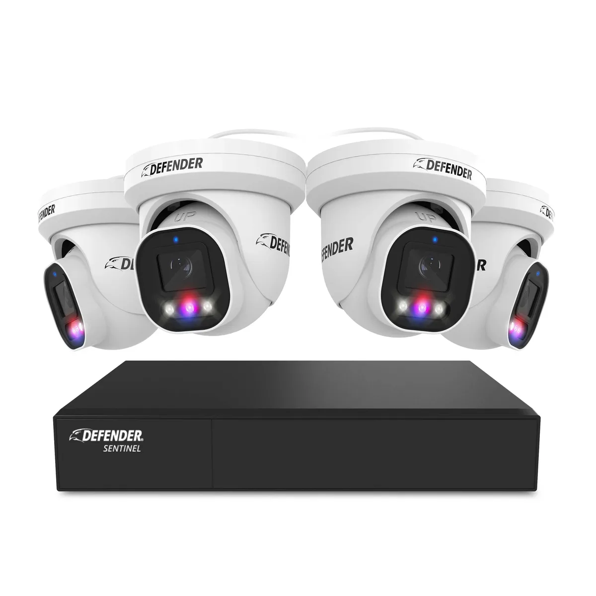 Defender Defender Sentinel Pro Turret 4K 8CH NVR PoE Surveillance Security System 4 Cameras 1TB HDD — снимка на продукта