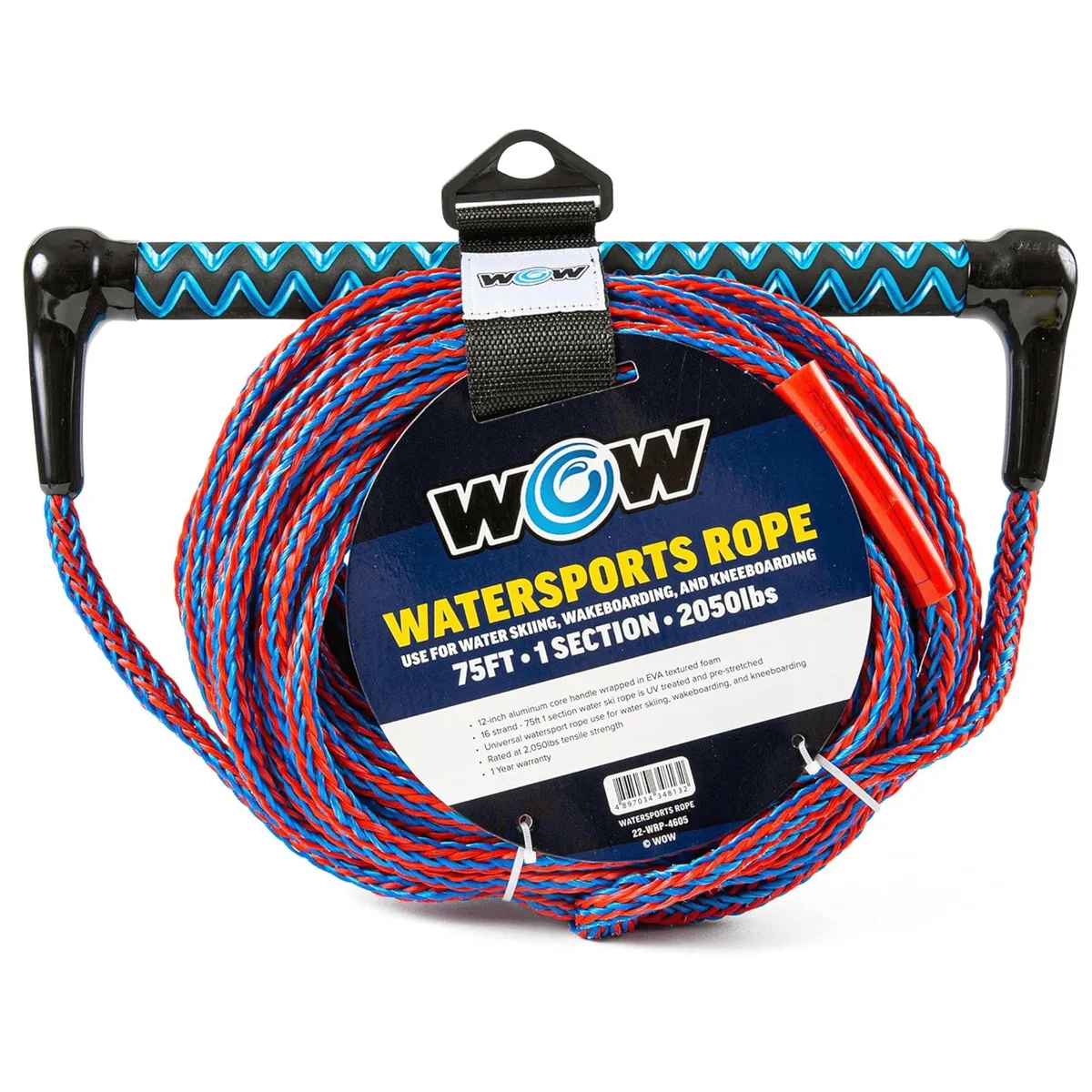 WOW Watersports WOW Watersports 75ft Tow Rope with EVA Handle Purple 22-WRP-4605 — product photo