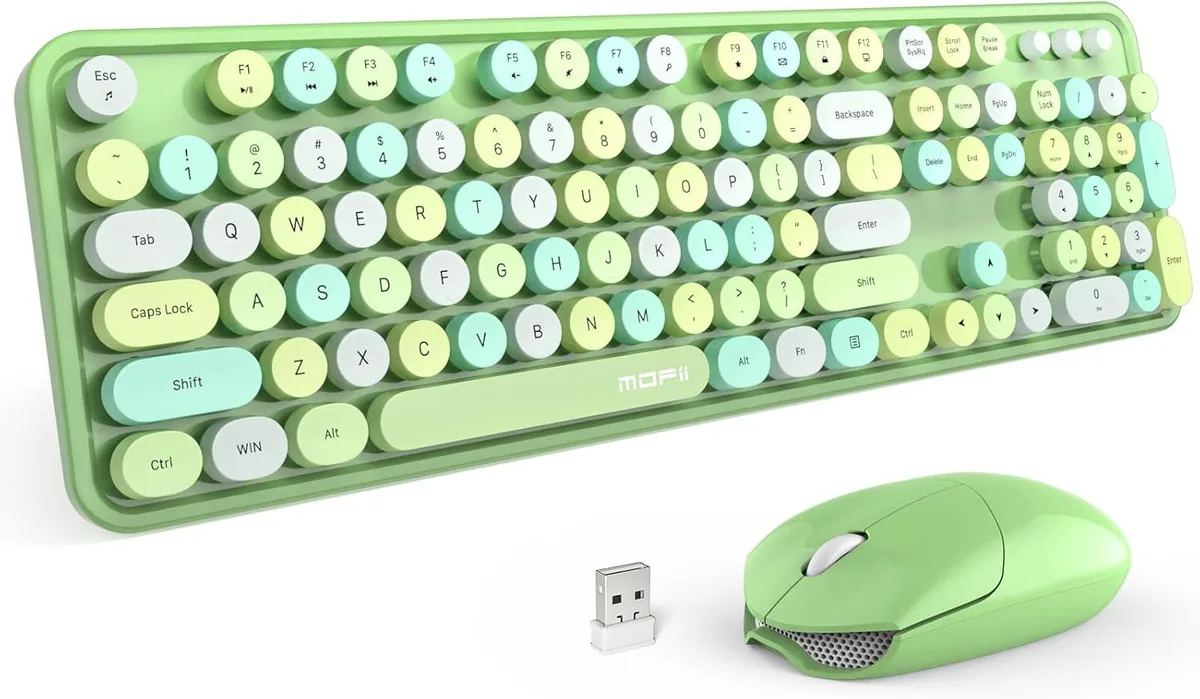 TUKO TUKO Wireless Gaming Keyboard and Mouse Combo Green Colorful 2.4GHz — produktbild