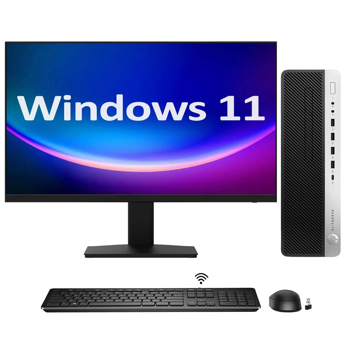 HP HP EliteDesk 800 G4 SFF i7-8700 16GB 512GB NVMe 24" monitor desktop PC — photo du produit