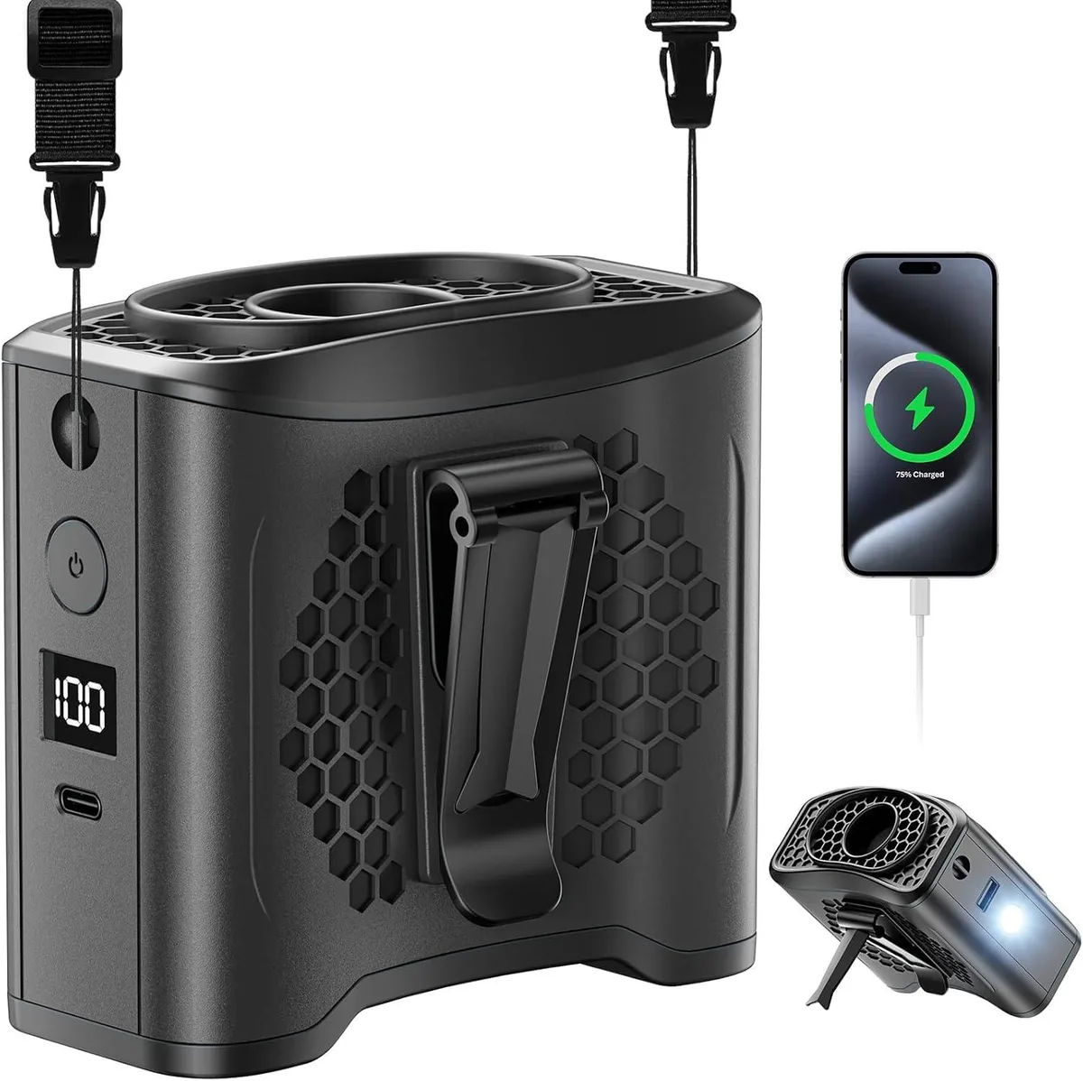  Westinghouse GY-01 fan accessory 10000mAh 13000RPM 4-speed LCD SOS light — ภาพสินค้า
