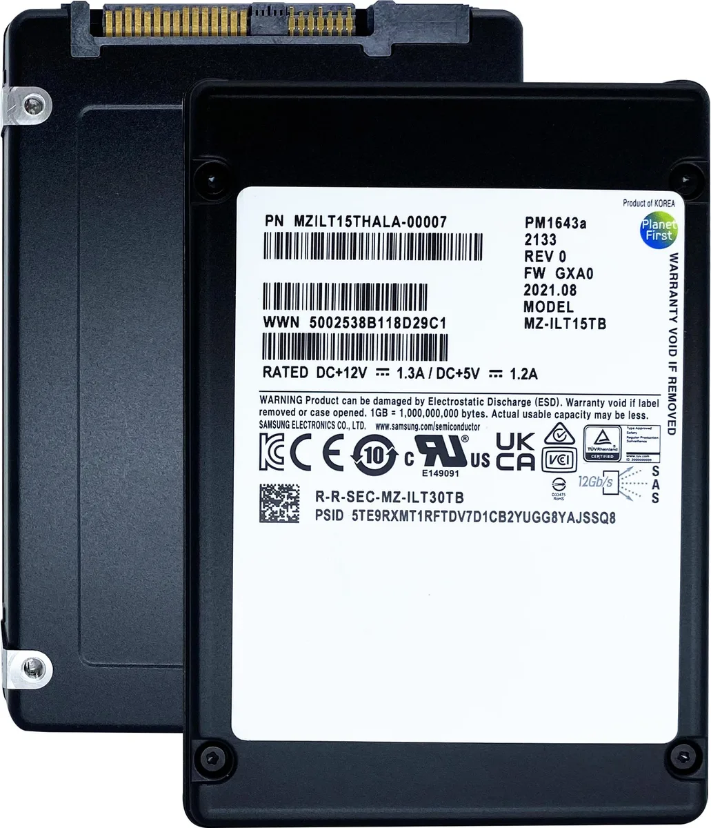 SAMSUNG SAMSUNG PM1643a 3.84TB SAS 12Gb/s 2.5" internal SSD — product photo