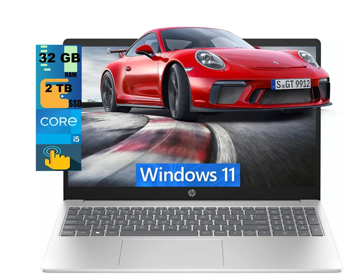 Silver 15.6 inch FHD touchscreen laptop closed lid