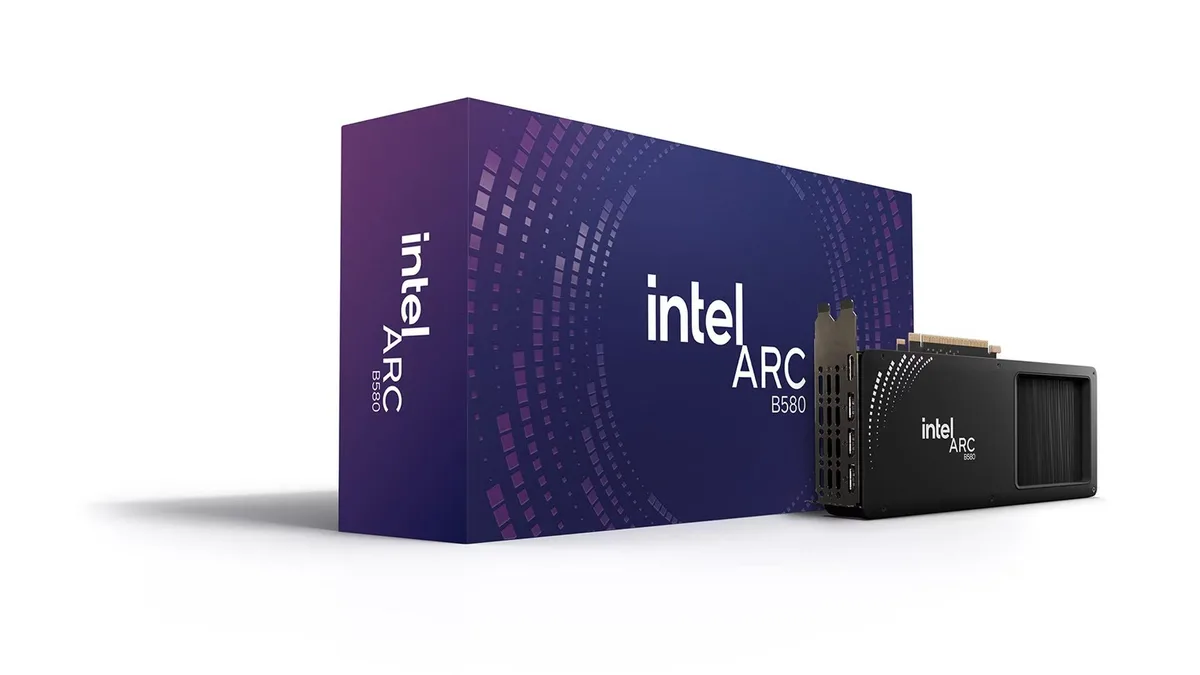 Black dual-fan Intel Arc B580 Limited Edition graphics card