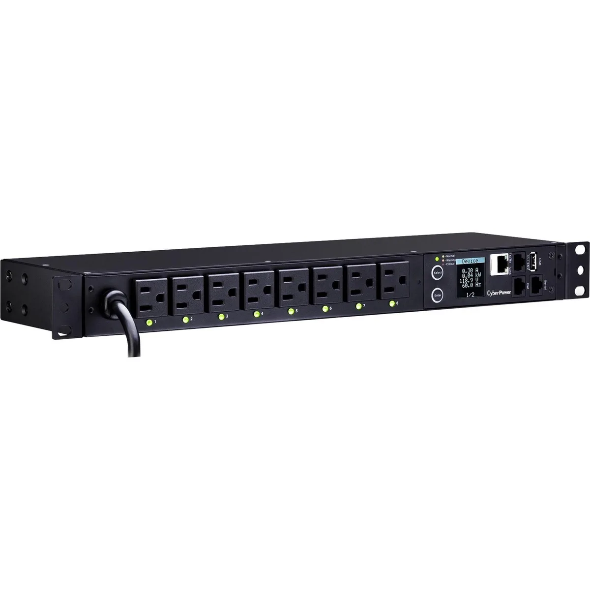 CyberPower CyberPower PDU41001 1U Horizontal Switched PDU 8×NEMA 5-15R 12 ft NEMA 5-15P 100-120 V 15A — صورة المنتج