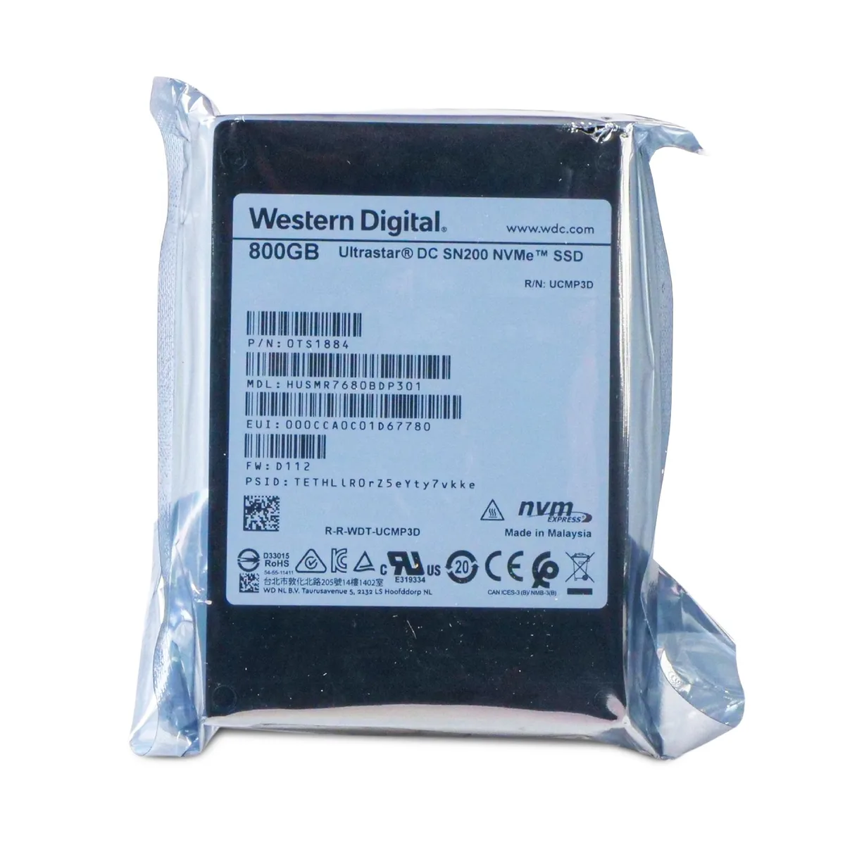 Western Digital Western Digital Ultrastar DC SN200 HUSMR7680BDP301 800GB enterprise SSD — photo du produit