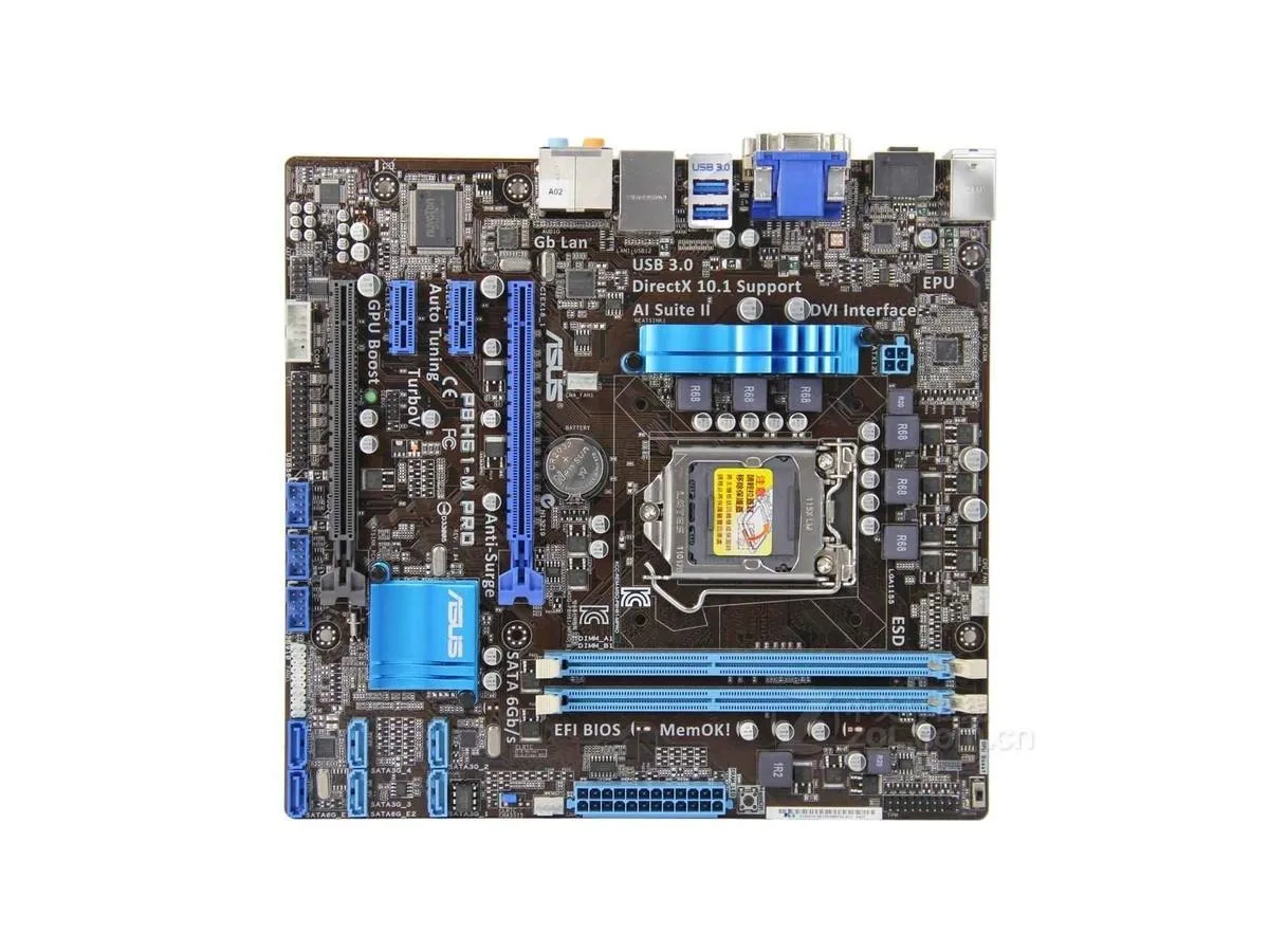 ASUS P8H61-M PRO micro-ATX motherboard in matte black with LGA 1155 socket