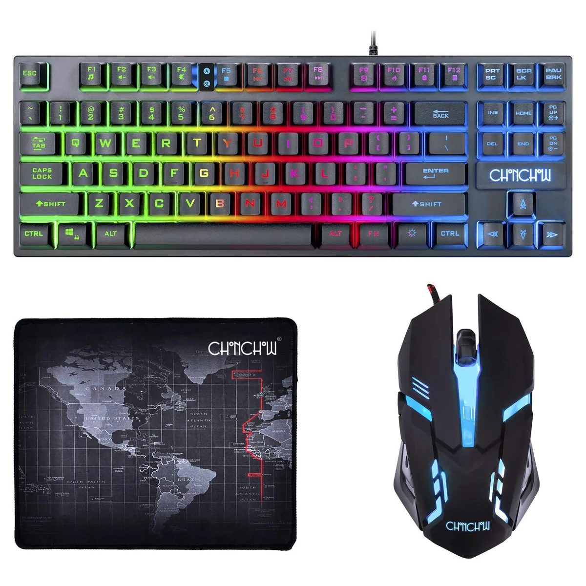 CHONCHOW M102-C 87-Key TKL Gaming Keyboard and Mouse Combo — 商品照片