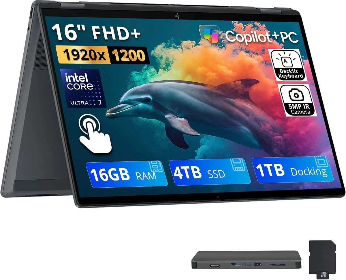 HP HP OmniBook X Flip 2-in-1 Laptop Core Ultra 7 256V 16GB 4TB SSD Gray — 商品照片