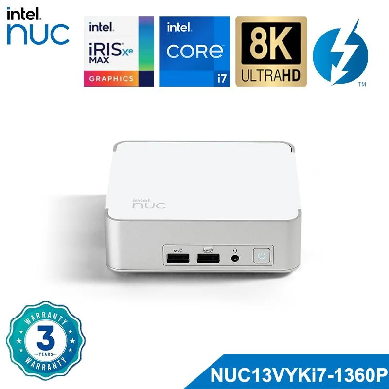 Intel Intel NUC13VYKi7 Core i7-1360P barebone mini PC 64GB DDR4 max 2TB NVMe max — photo du produit