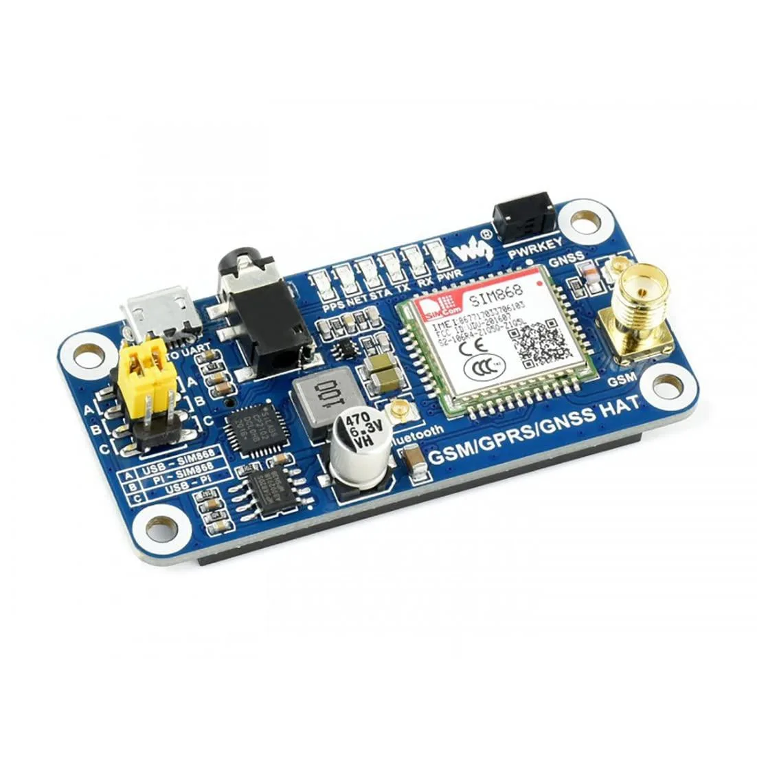 LORDWORLD LORDWORLD SIM868 GSM GNSS Bluetooth 3.0 HAT 40PIN development board — 商品写真