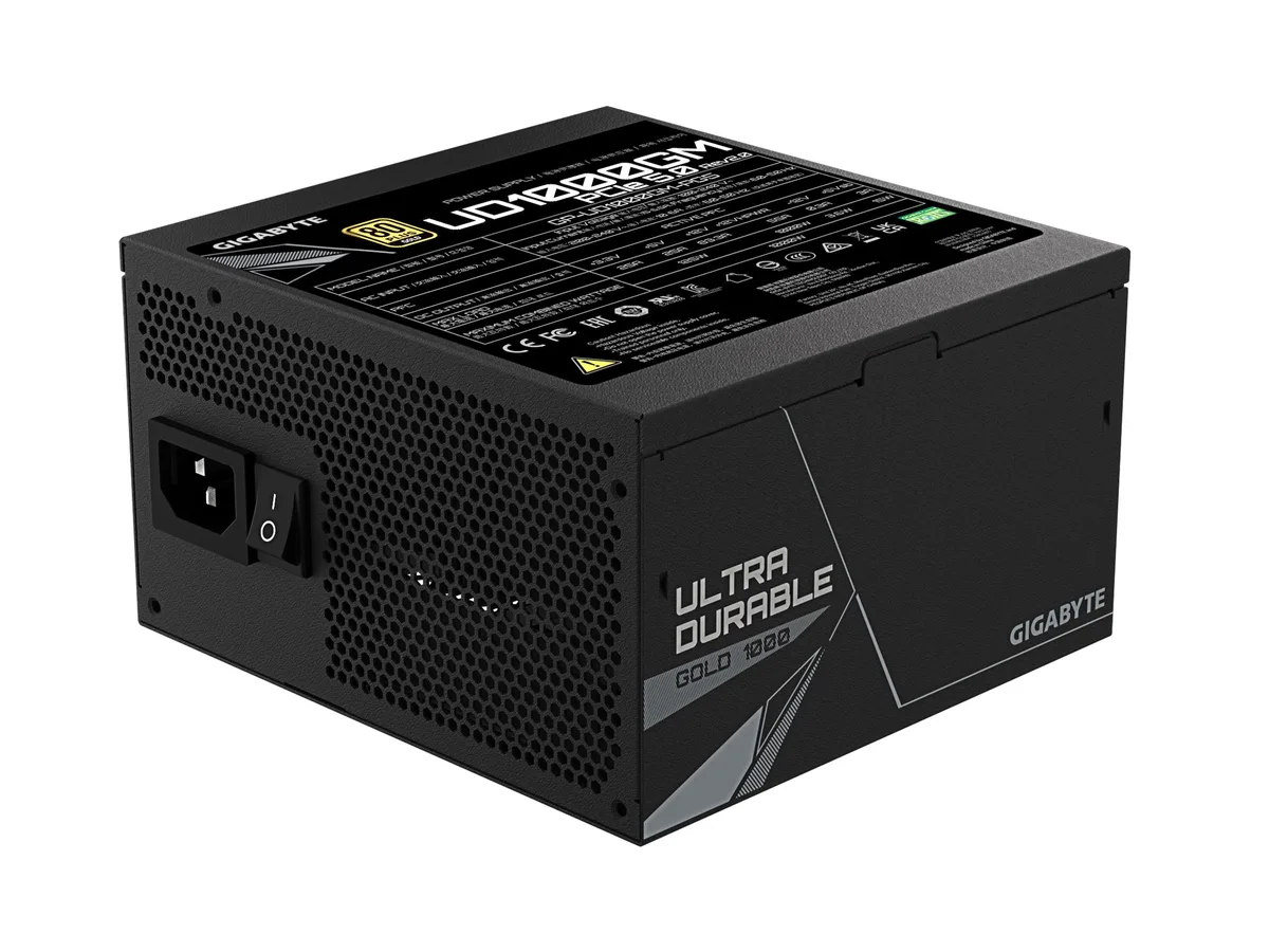 Rectangular black ATX power supply, fully modular, 120mm fan grille, 150mm deep