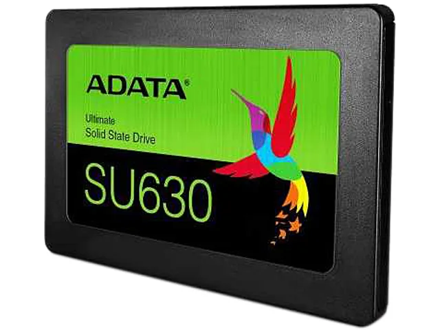 Rectangular 2.5 inch internal SSD with black metal casing and SATA connectors