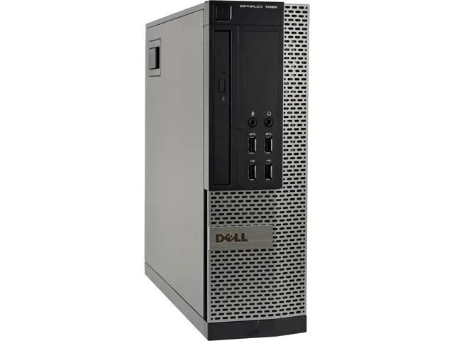 Small black desktop tower with DVD drive slot