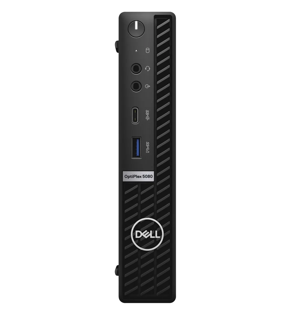 Small black Dell OptiPlex 5080 Micro desktop with keyboard and mouse