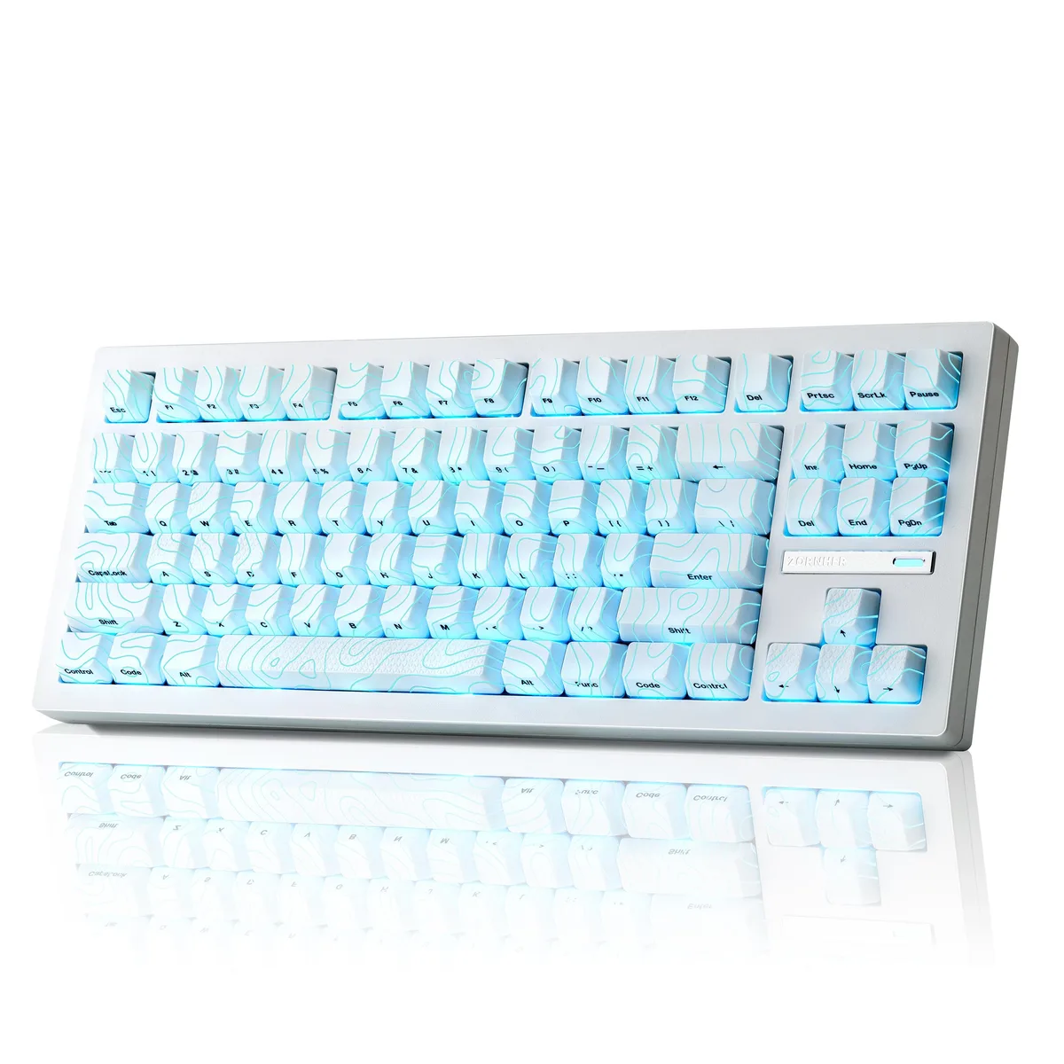 ZORNHER ZORNHER ZH870 80% Wireless Mechanical Gaming Keyboard White Topographic — fotografija proizvoda