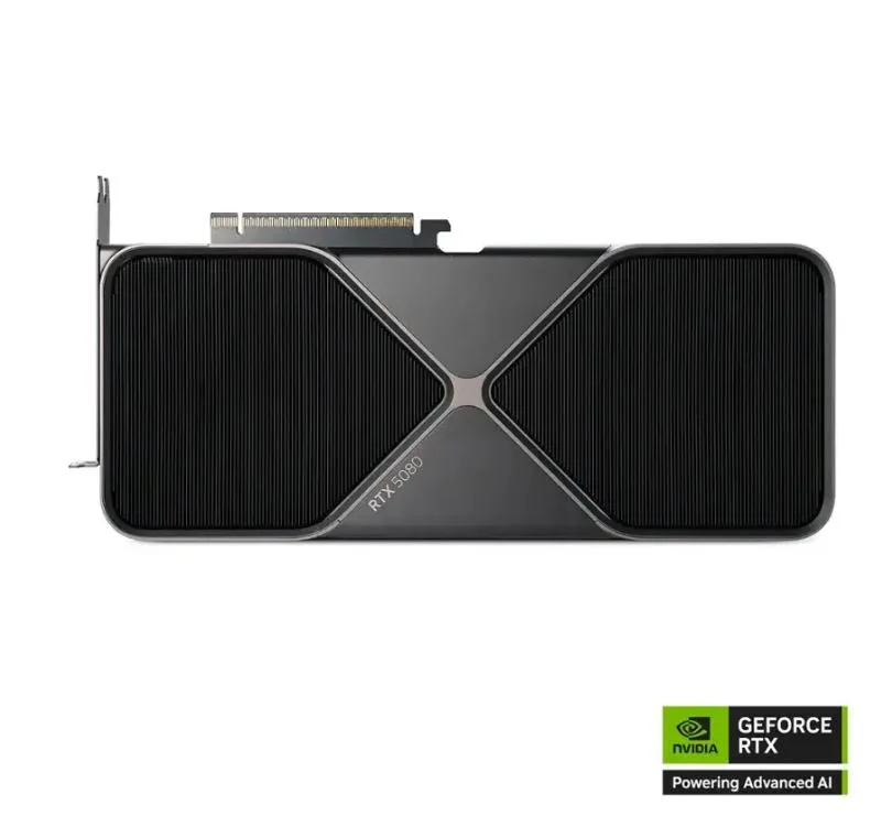 Gun metal graphics card with dual fans and a metal backplate