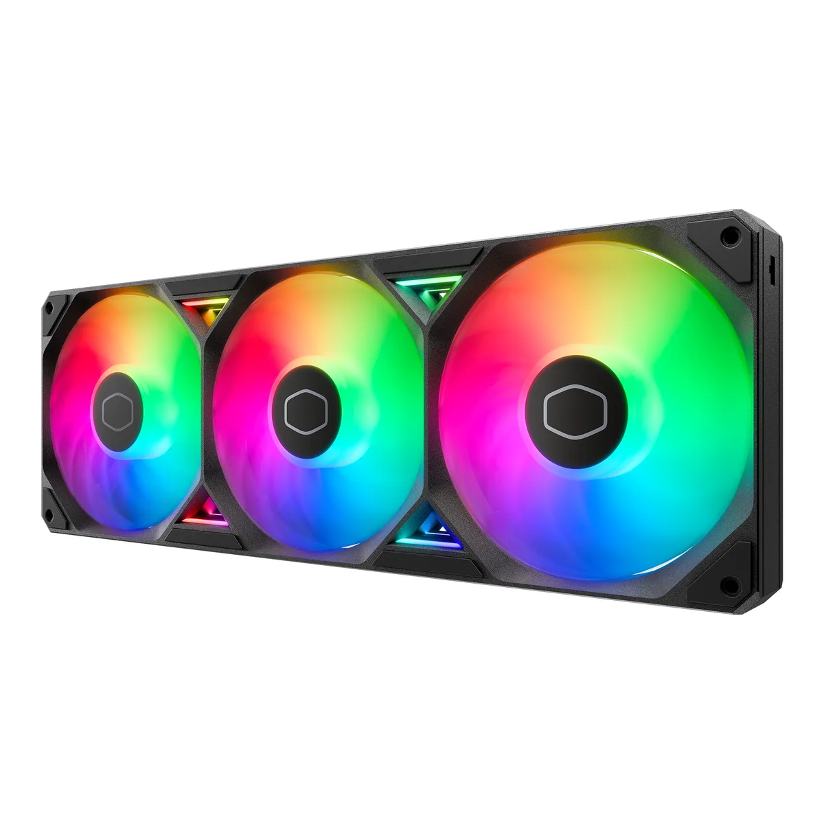 Single black 360mm frame fan with frosted ARGB blades and modular cable