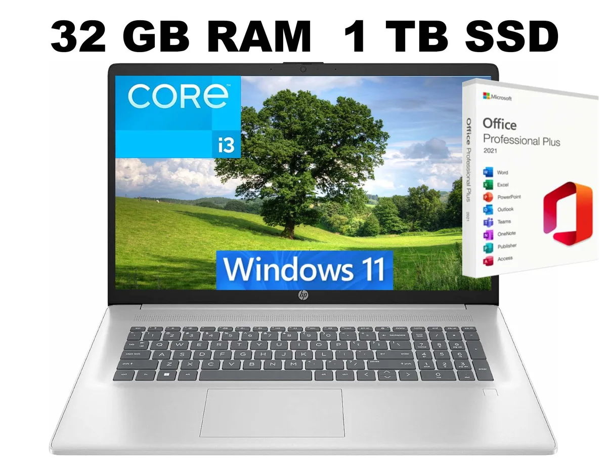 HP HP 17 laptop i3-N305 8-core 32GB 1TB SSD 17.3" FHD Silver — product photo