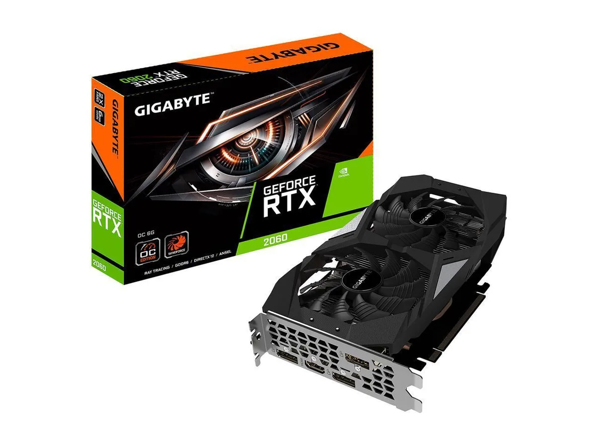 GIGABYTE GeForce RTX 2060 graphics card with dual Windforce fans and metal backplate