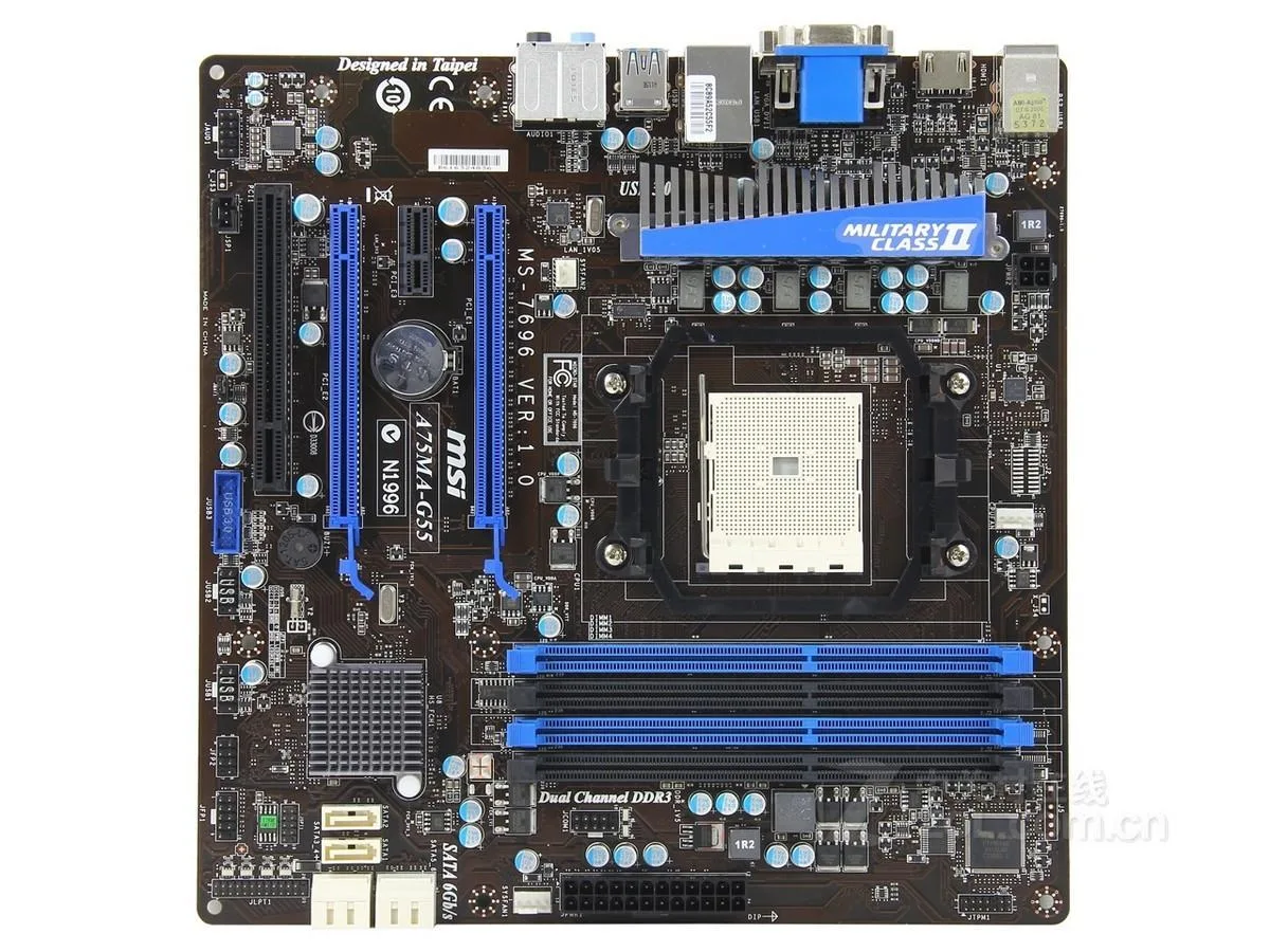 MSI MSI A75MA-G55 AMD motherboard Socket FM1 32GB DDR3 — photo du produit