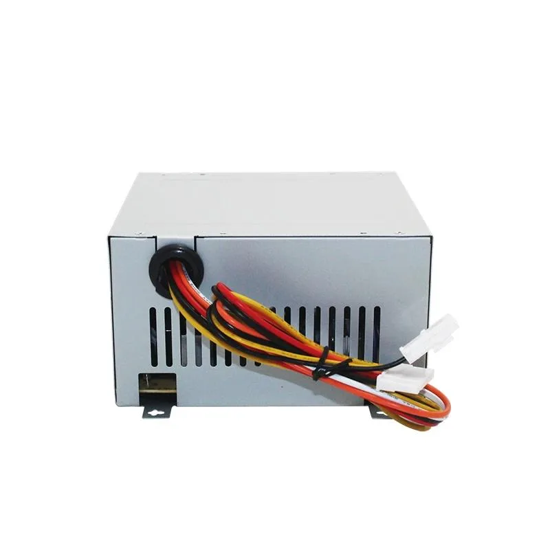 Rectangular ATX power supply unit in matte black finish with cooling fan visible