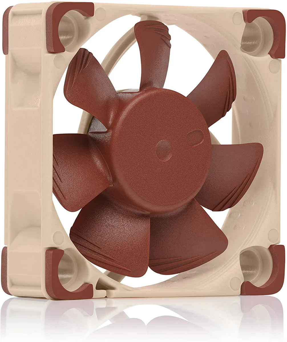 Small brown 40x10mm case fan with 3-pin connector and anti-vibration pads
