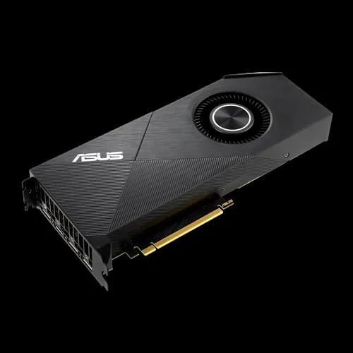 ASUS GeForce RTX 2080 Turbo EVO graphics card, blower-style cooler, black shroud, metal backplate