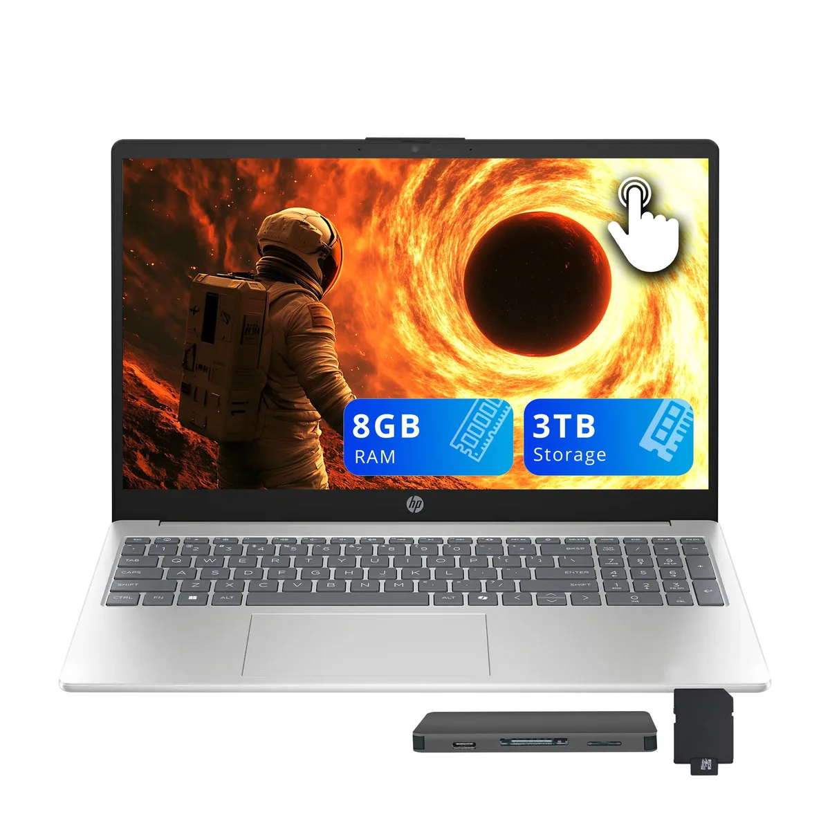 HP HP 15.6" FHD Touchscreen Business Laptop Ryzen 5 7520U 8GB LPDDR5 2TB SSD Silver — 商品照片