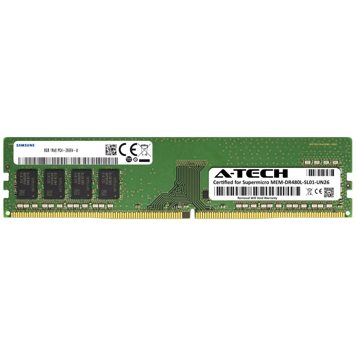 A-Tech A-Tech Supermicro Certified 8GB DDR4 2666MHz CL19 1Rx8 Non-ECC DIMM desktop RAM — product photo
