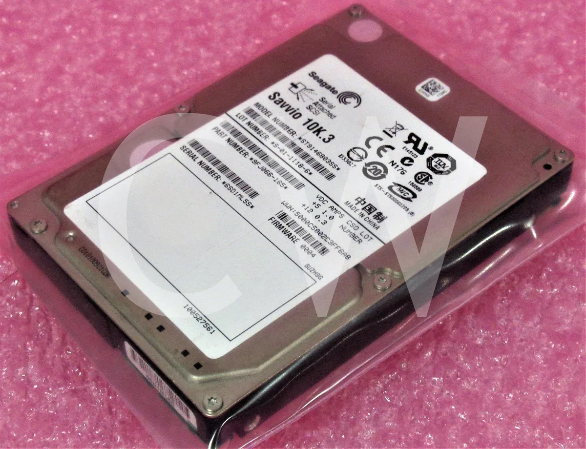 Small silver 2.5 inch SAS hard drive with circuit board visible