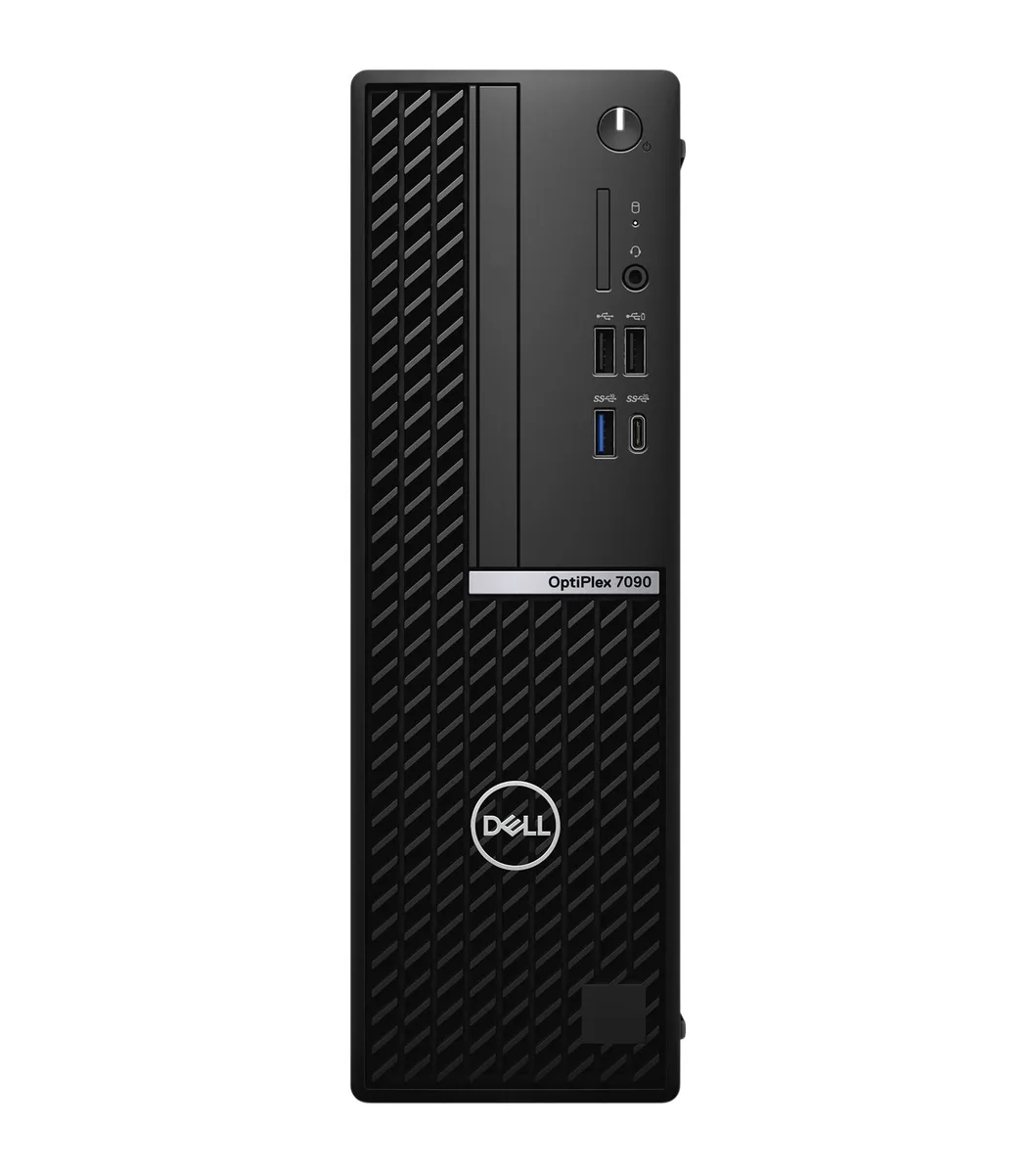 Small black slim desktop tower with USB keyboard and mouse